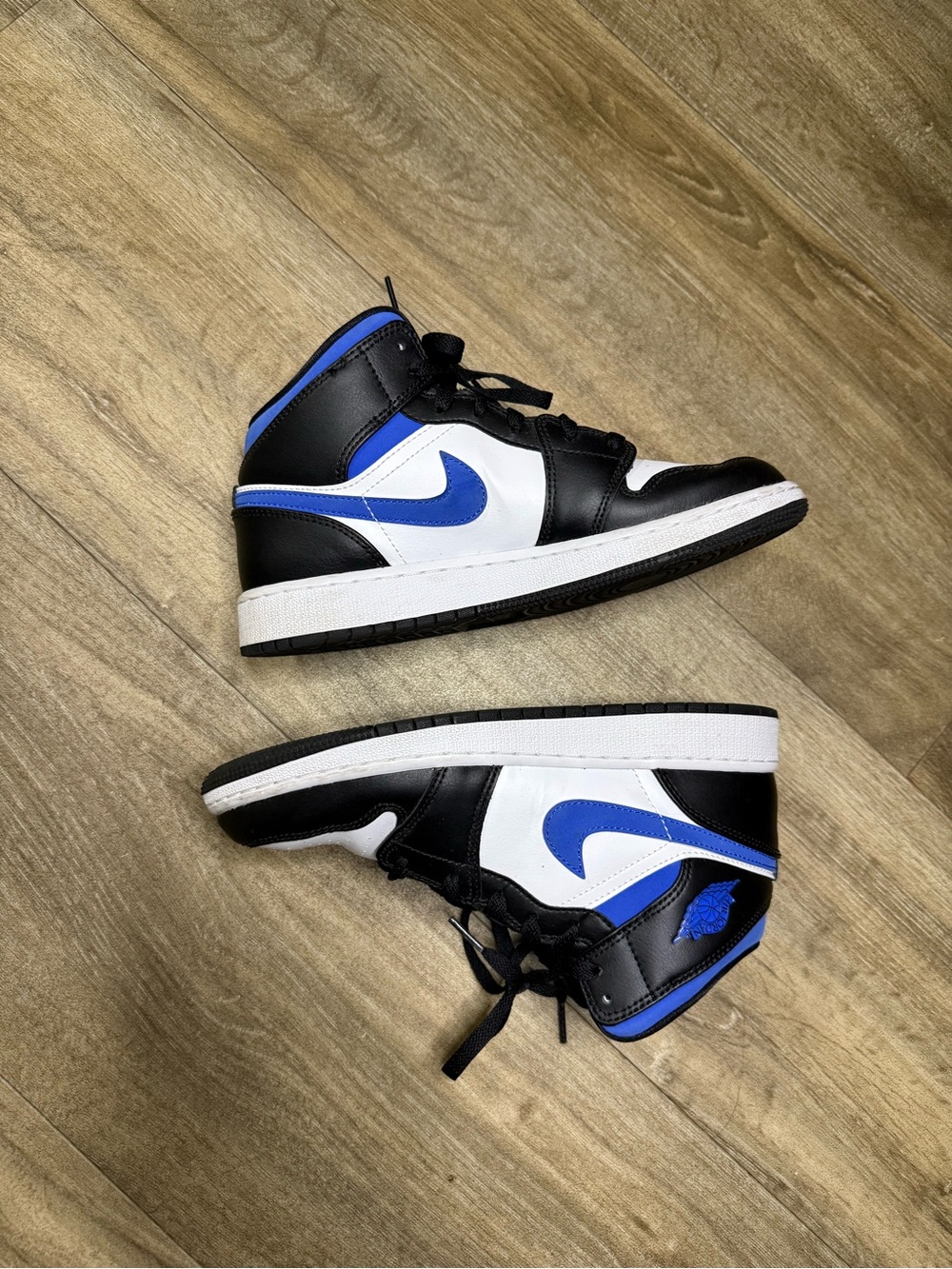 Air Jordan 1 Mid GS Racer Blue White Black 554725-140 Youth Size 6Y